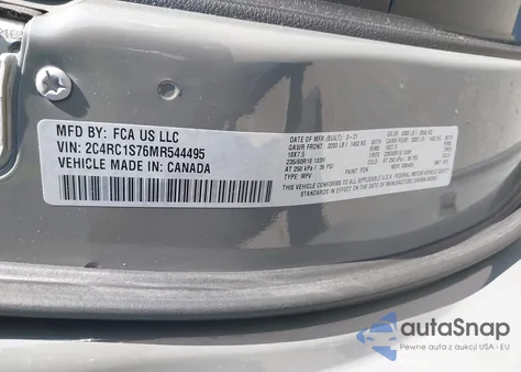 2021 Chrysler Pacifica Hybrid Limited z USA, uszkodzony, nr VIN 2C4RC1S76MR544495